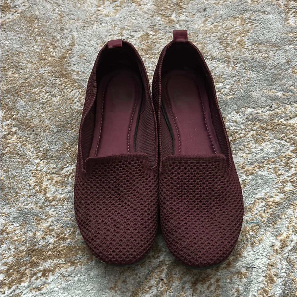 Women's Burgundy Slip-On Shoes